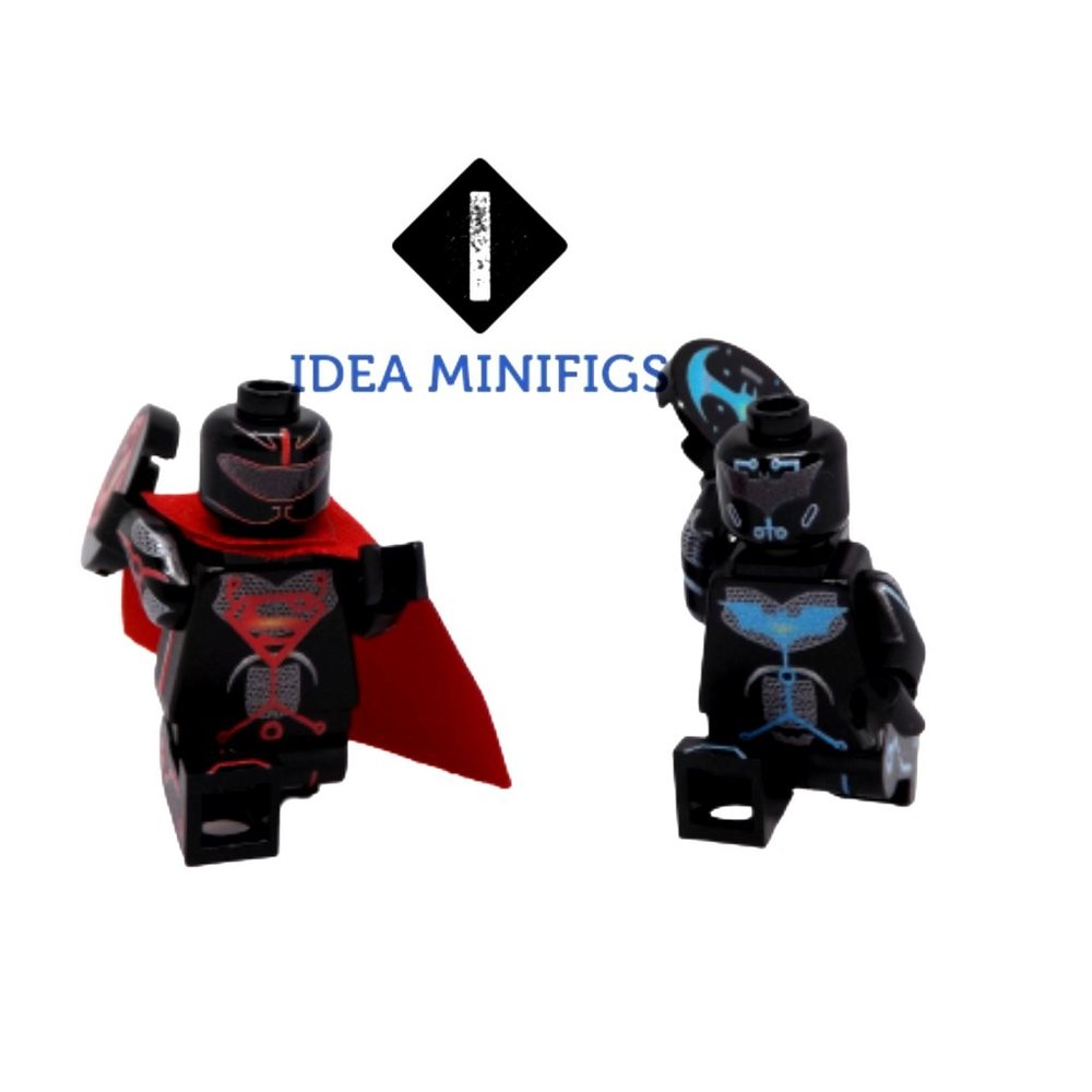 Pair of Batman Vs Superman Tron Hybrid Custom UV Print on Lego Minifigures